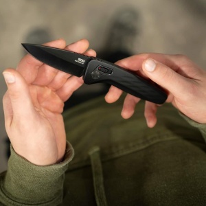 Cutit pliabil SOG One-Zero AU Black Chrome 15-73-01-57, lama Cryo CPM S35VN, XR Lock, maner din aluminiu, EDC Premium Made for Performance - Img 9