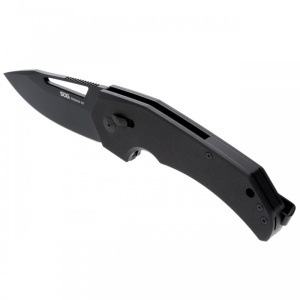 Cutit pliabil SOG Prohen XR Blackout 12-25-01-57, lama Drop Point CRYO D2 Black TiNi, XR Lock, Flipper, Thumb Hole, maner G10 Black, EDC Tactical - Img 2