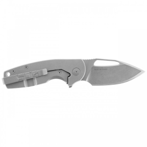 Cutit pliabil SOG Stout FLK OD Stonewash 14-03-01-57, lama Clip Point CRYO D2 Stonewashed, Frame Lock, deschidere Flipper, maner G10 Olive Drab, EDC - Img 2