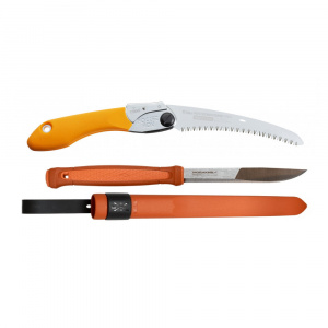 Set Cutit Morakniv Kansbol ORANGE Si Fierastrau pliabil bushcraft, camping Silky Pocketboy curbat 170mm cu 8dinti, 30mm