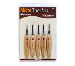 Set micro dalti cu profil mixt de 3 mm pentru sculptura in lemn, Flexcut - Img 2