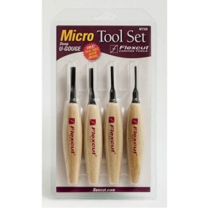 Set micro dalti in forma de U pentru sculptura in lemn, Flexcut - Img 2