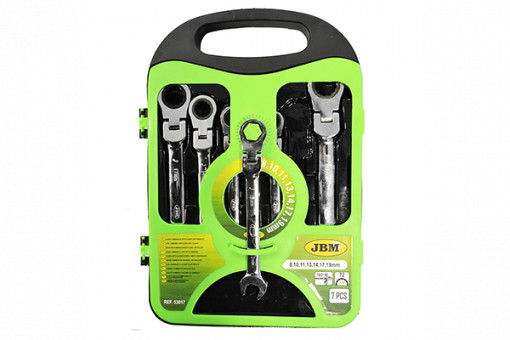 Set De 7 Chei Combinate Cu Clichet Si Cap Rotativ Jbm