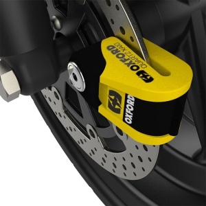 Antifurt moto/blocator disc cu alarma Oxford Quartz XA10, galben/negru - Img 4