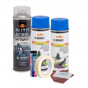 Kit complet reparatie si vopsire jante culoare Albastru Fluorescent, V2 - Img 1
