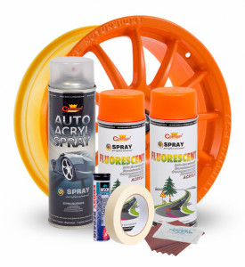 Kit complet reparatie si vopsire jante culoare Orange Fluorescent, V2 - Img 2