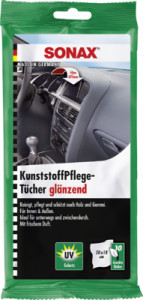 Servetele Umede Auto Pentru Suprafetele Din Plastic, Cu Efect Lucios, Set 10 Buc Sonax