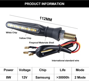 Set 2 lampi Semnalizare Moto SECVENTIALA, cu LED-uri Samsung, cu 2 functii, pozitie si semnalizare, 12V - Img 5