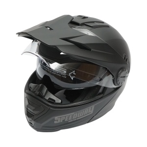 Casca motocross integrala, negru mat cu viziera transparenta si ochelari de soare marimea XL, model LION - Img 2