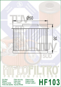 Filtru ulei HIFLO pentru motociclete HF103 - Honda CB250, CRF250, CB300, CRF300, CMX300 - Img 4