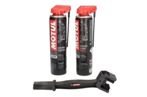 Kit Complet de Curatare si Intretinere Lant ROAD (Spray C1 + C2 + Perie) - Motul - Img 2