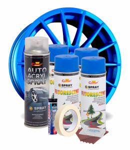 Kit complet reparatie si vopsire jante culoare Albastru Fluorescent, V4 - Img 2