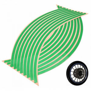Set 16 ornamente Reflectorizante pentru jante auto, moto, culoare Verde - Img 2