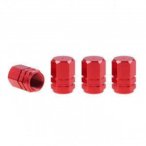 Set capacele auto pentru ventil hexagon rosu 4 buc - Img 2