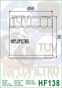 Filtru ulei HIFLO pentru motociclete HF138 - Aprilia RSV 1000 RSV4, Kawasaki KLV1000, Suzuki GSX250, GSR600, GSX-R600, GSX-R1000 - Img 4