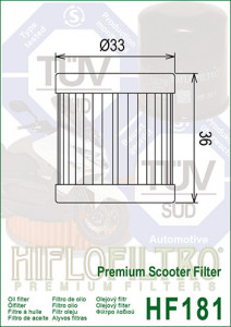 Filtru ulei HIFLO pentru motociclete HF181 - Scooter Piaggio 125, Scooter Aprilia 125 - Img 3