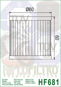 Filtru ulei HIFLO pentru motociclete, HF681 - Hyosung GT650, GV700 - Img 2