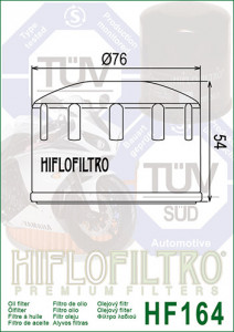 Filtru ulei moto HIFLO pentru motociclete, HF164 - BMW R1200, K1600, R18 - Scuter BMW C400, C600, C650 - Img 2