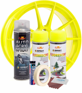 Kit complet reparatie si vopsire jante culoare Galben Fluorescent, V2 - Img 2
