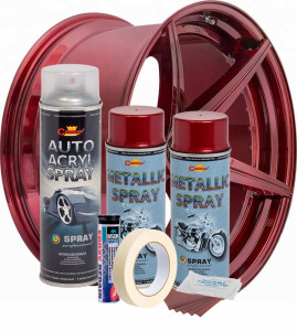 Kit complet reparatie si vopsire jante culoare Rosu Burgundy Metalizat, V2 - Img 2