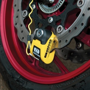 Antifurt moto/blocator disc cu alarma Oxford Quartz XA10, galben/negru - Img 5