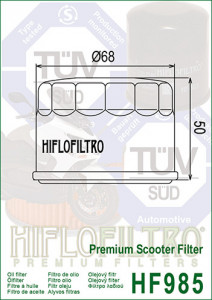 Filtru ulei moto HIFLO pentru motociclete, HF985 - Scuter Yamaha XP500 TMAX, XP530 TMAX / BLACK MAX - Img 2