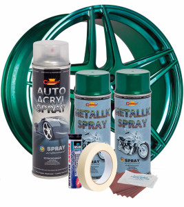 Kit complet reparatie si vopsire jante culoare Verde Metalizat, V2 - Img 2