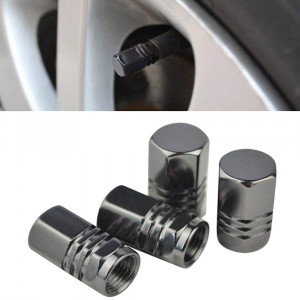 Set capacele auto pentru ventil hexagon negru 4 buc - Img 1
