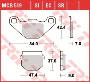 Set placute frana moto ADLY NOBLE, THUNDERBIKE; APRILIA AF1, PEGASO, RS4, TUAREG 25-600 - Img 3