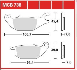 Set placute frana moto ORGANIC - HONDA CBR, XL, XLR 125 - - Img 2