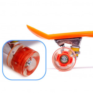 Skateboard Penny Board pentru copii cu roti din cauciuc, iluminate LED, culoare Orange - Img 4