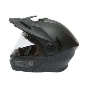 Casca motocross integrala, negru mat cu viziera transparenta si ochelari de soare marimea XL, model LION - Img 3