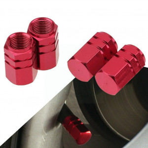 Set capacele auto pentru ventil hexagon rosu 4 buc - Img 1