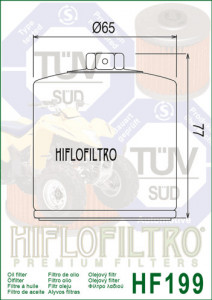 Filtru ulei moto HIFLO pentru motociclete, HF199 - ATV Polaris 330,400,450,500,550,570,850,1000 - Img 2