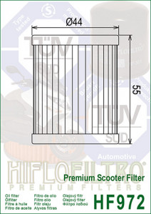 Filtru ulei moto HIFLO pentru motociclete, HF972 - Scuter Yamaha CP250,YP400 - Img 2