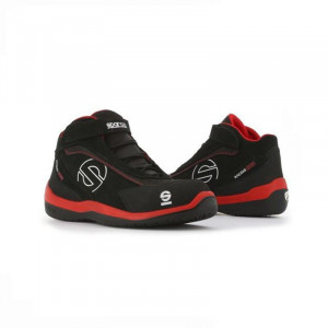 Incaltaminte de protectie curse SPARCO RACING EVO - piele/piele intoarsa culoare: Negru/Rosu - Img 1