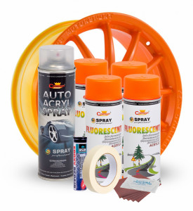 Kit complet reparatie si vopsire jante culoare Orange Fluorescent, V4 - Img 2