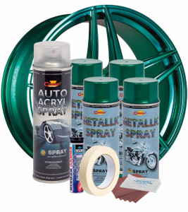 Kit complet reparatie si vopsire jante culoare Verde Metalizat, V4 - Img 2
