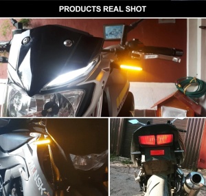 Set 2 lampi Semnalizare Moto SECVENTIALA, cu LED-uri Samsung, cu 2 functii, pozitie si semnalizare, 12V - Img 10