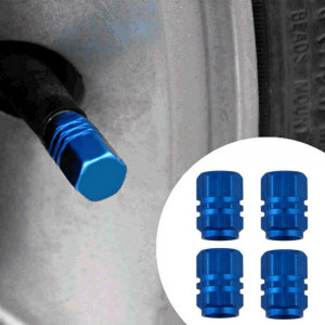 Set capacele auto pentru ventil hexagon albastru 4 buc - Img 1