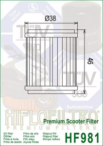 Filtru ulei HIFLO pentru motociclete, HF981 - Scuter Yamaha VP125 - Img 2