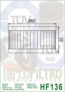Filtru ulei HIFLO pentru motociclete HF136 - Suzuki VL125, DR250, GZ250, DR350, SG350 - Img 4