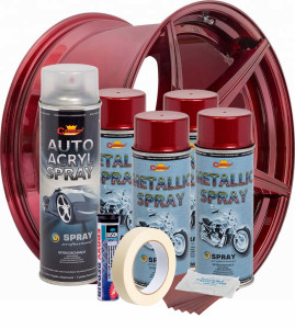 Kit complet reparatie si vopsire jante culoare Rosu Burgundy Metalizat, V4 - Img 2