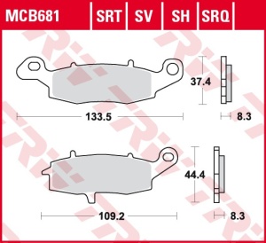 Set placute frana moto - Fata dreapta - KAWASAKI VN1500 Classic Tourer VN1700 Classic Tourer SUZUKI DL650 V-Strom SV650 A - Img 2