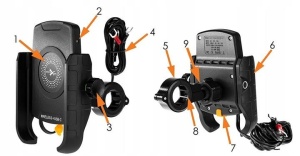 Suport pentru motocicletă cu încărcător de telefon - R9W-PD Wireless - PD - Img 6