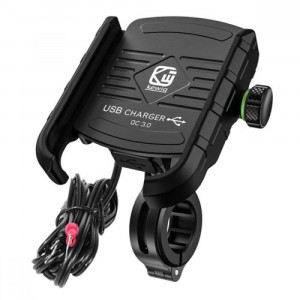 Suport telefon moto, negru, prindere pe ghidon, cu incarcator USB - Img 4