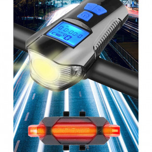 Vitezometru Digital cu lampa Fata + Spate + Claxon cu 6 sunete, waterproof, pentru bicicleta, model AVX-WT-CBL-1X - Img 4
