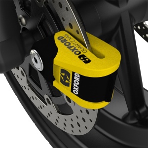 Antifurt moto/blocator disc cu alarma Oxford Quartz XA6, galben/negru - Img 4