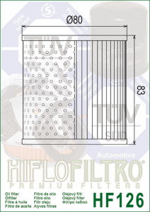 Filtru ulei HIFLO pentru motociclete HF126 - Kawasaki KZ1000,Z1000,KZ1300,ZN1300 - Img 3