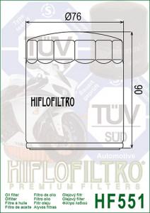Filtru ulei moto HIFLO pentru motociclete, HF551 - Moto Guzzi 850 Griso,1000 V10 Centauro,1200 Sport - Img 2